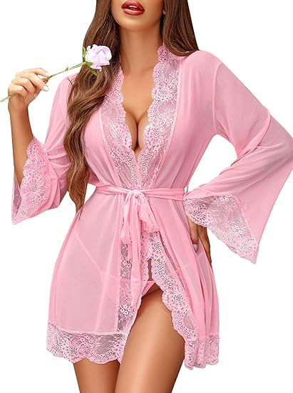 Women's Sheer Lace Mesh Robe