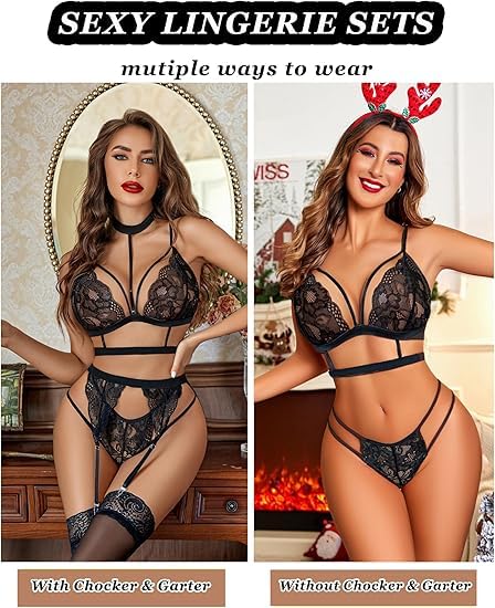 Lace Garter Lingerie Set