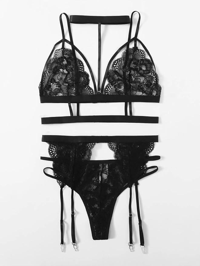 Lace Garter Lingerie Set